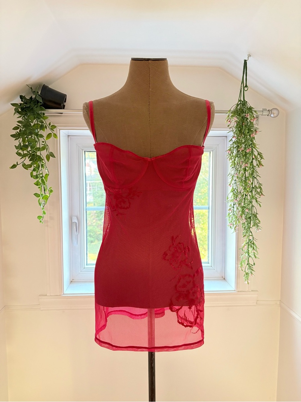 La SENZA Red Sheer Underwire Lace Slip